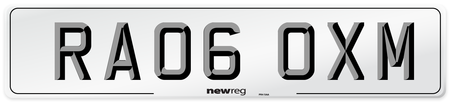 RA06 OXM Number Plate from New Reg